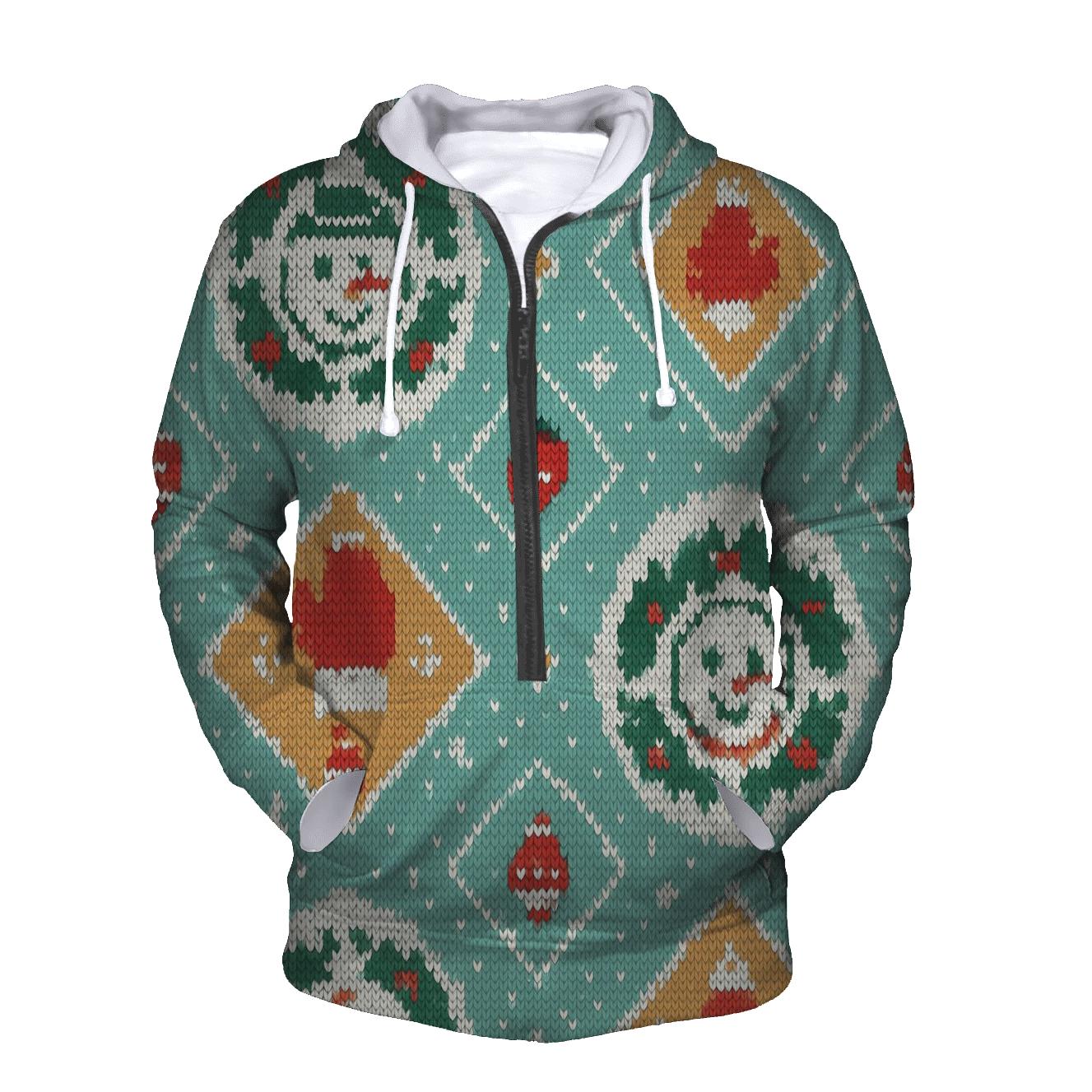 Holly Halo Snowman Medallion Design embroidered hoodies