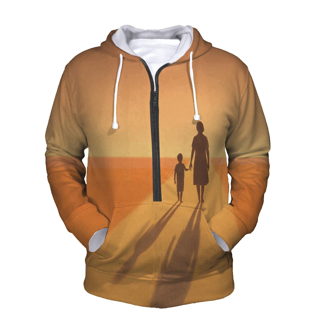 Two Shadows At Sunset The Growing Child And The Constant Love zip-up hoodies