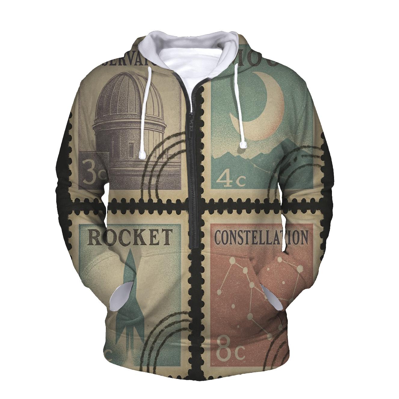 Retro Astronomy Travel Stamp Set embroidered hoodies