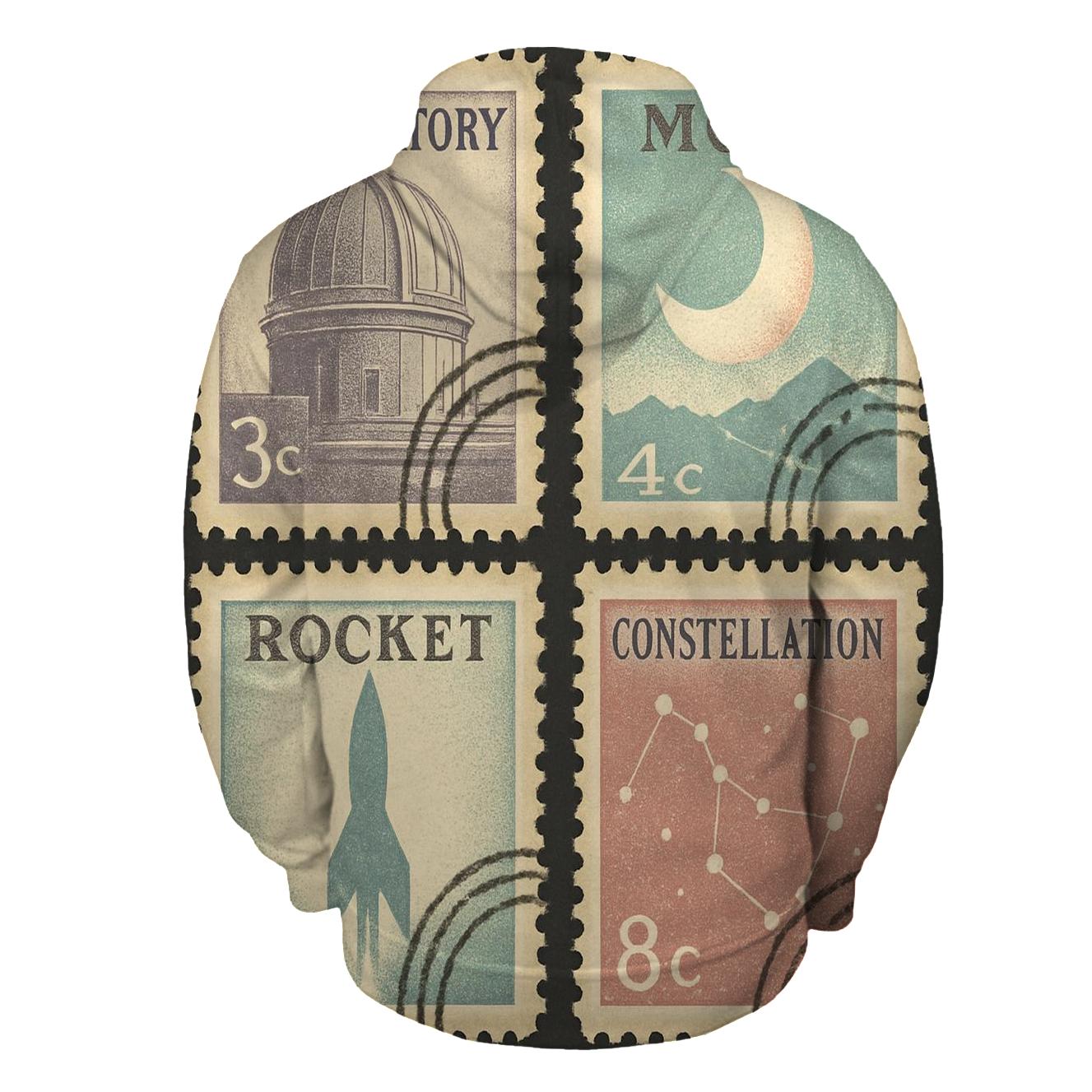 Retro Astronomy Travel Stamp Set embroidered hoodies