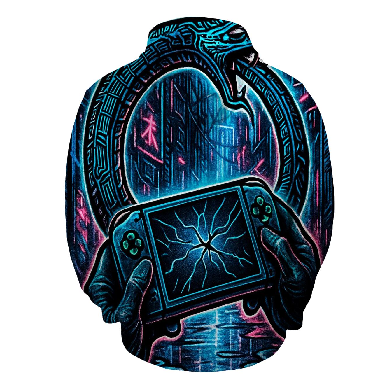 Neon Alley Ouroboros Circuit graphic hoodies