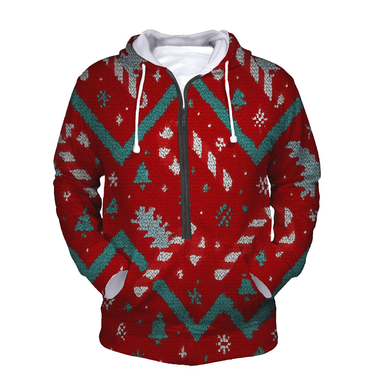 Candy Cane Comet Zigzag Design embroidered hoodies