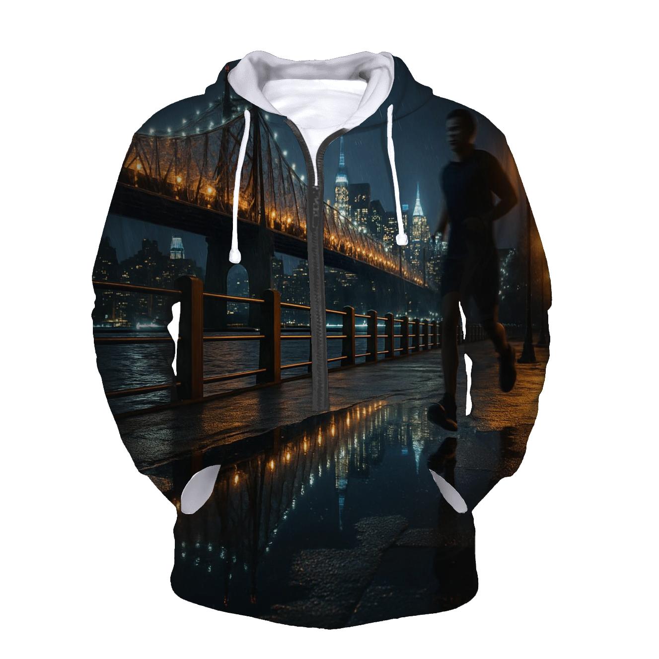 Rainy Night Reflections On Roosevelt Island Promenade hoodie styles
