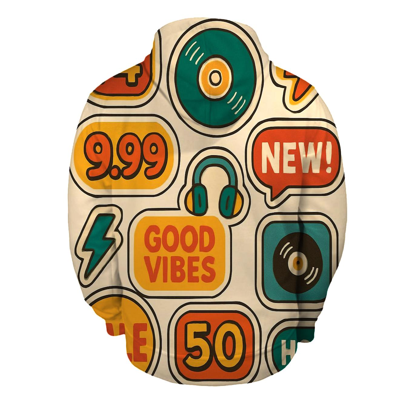 Funky Record Store Price Stickers zip-up hoodies