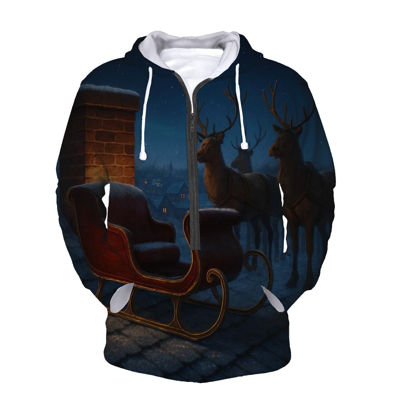 Midnight Sleigh On Quiet Rooftops graphic hoodies