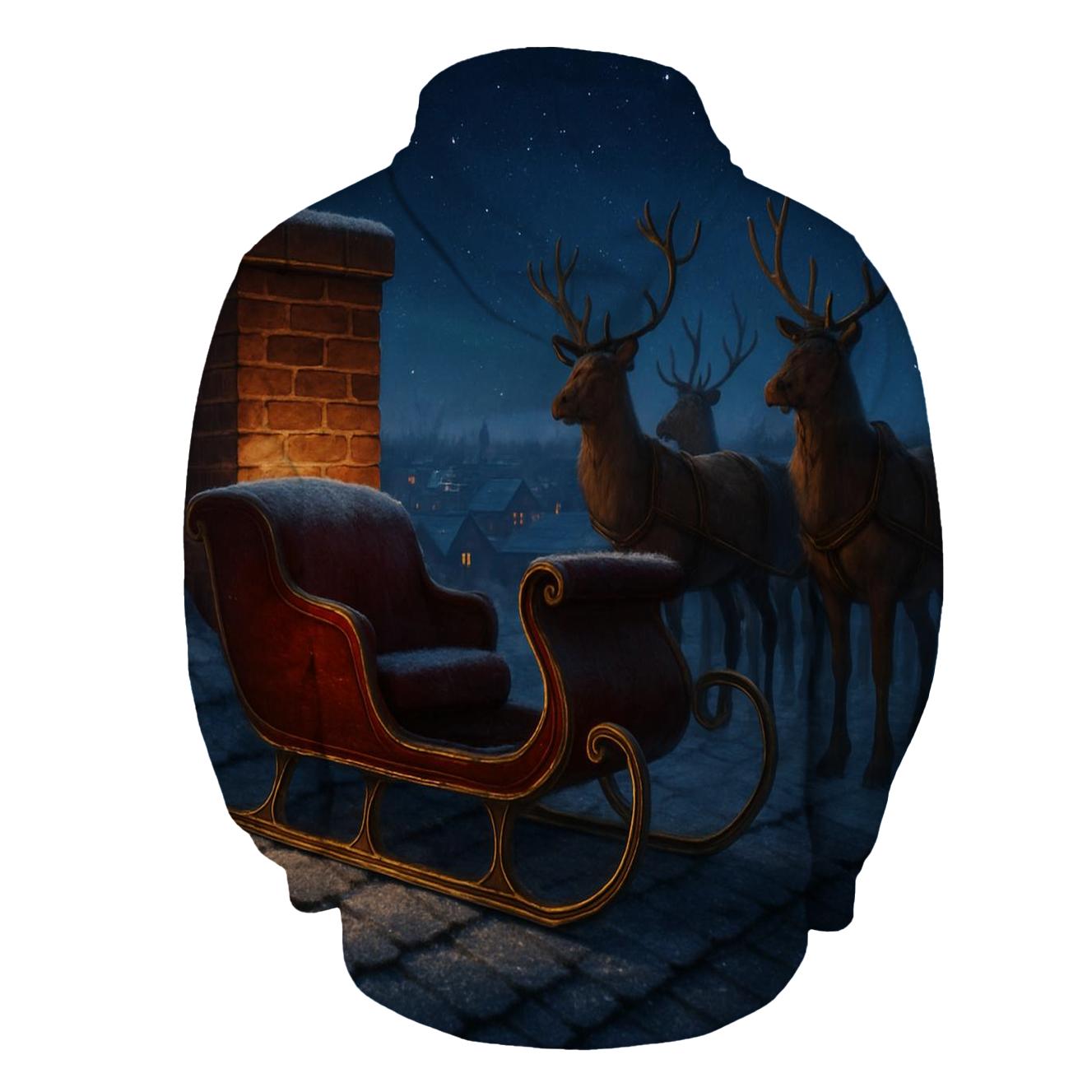 Midnight Sleigh On Quiet Rooftops graphic hoodies