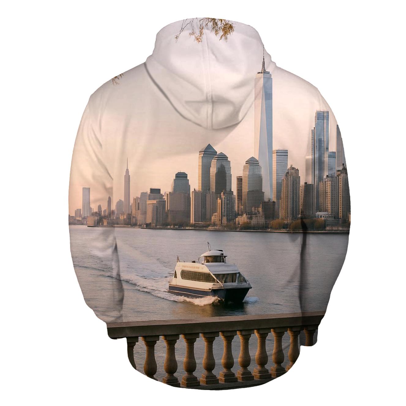 Autumn Dawn From Brooklyn Heights With Ferry Wake printed hoodies