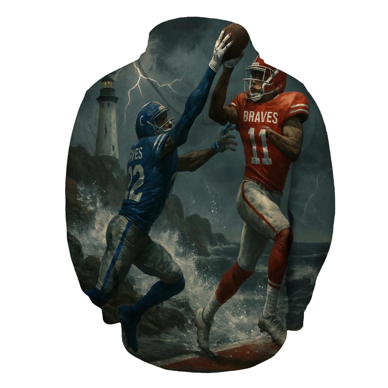 Storm Lighthouse End Zone Braves Versus Cubs zip-up hoodies