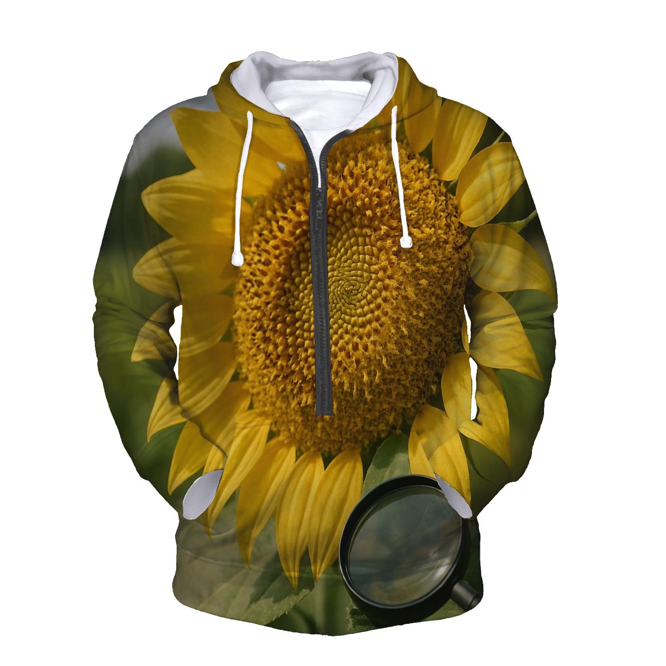 Sunflower Disk Florets Under Magnification In A Field Edge printed hoodies