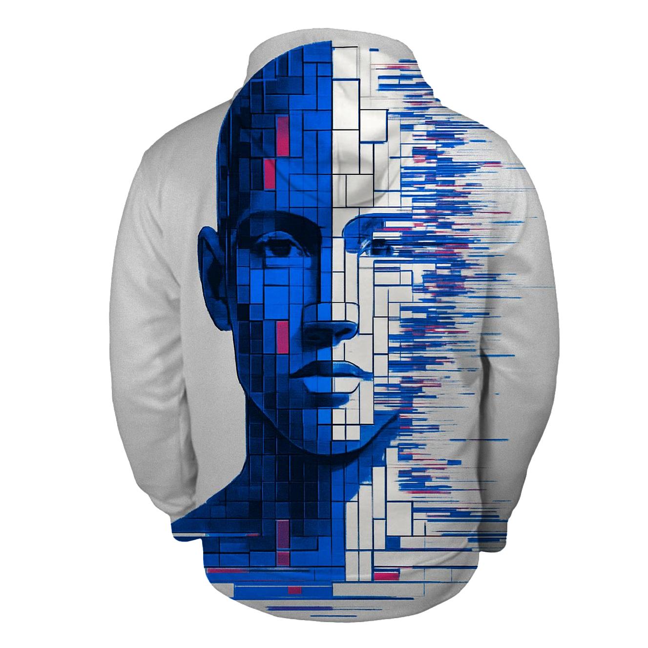 Quantum Glitch Portrait Mosaic zip-up hoodies