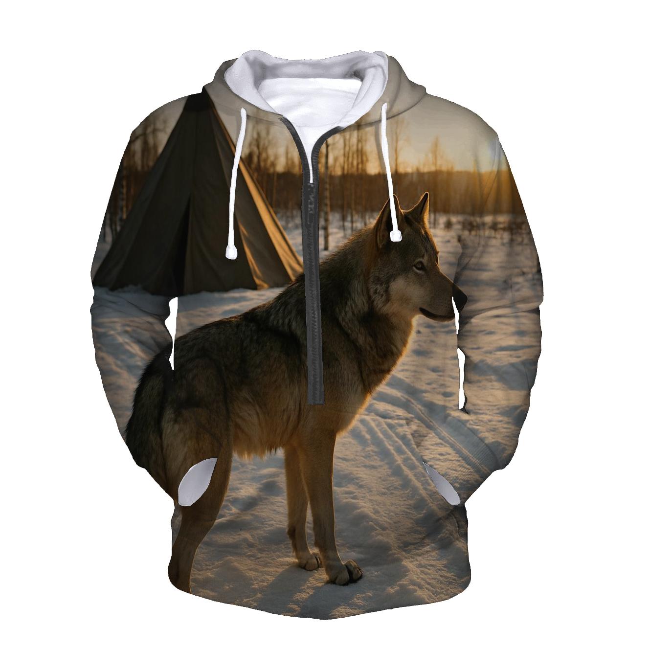 Wolf Beside Traditional Reindeer Herding Camp custom hoodies