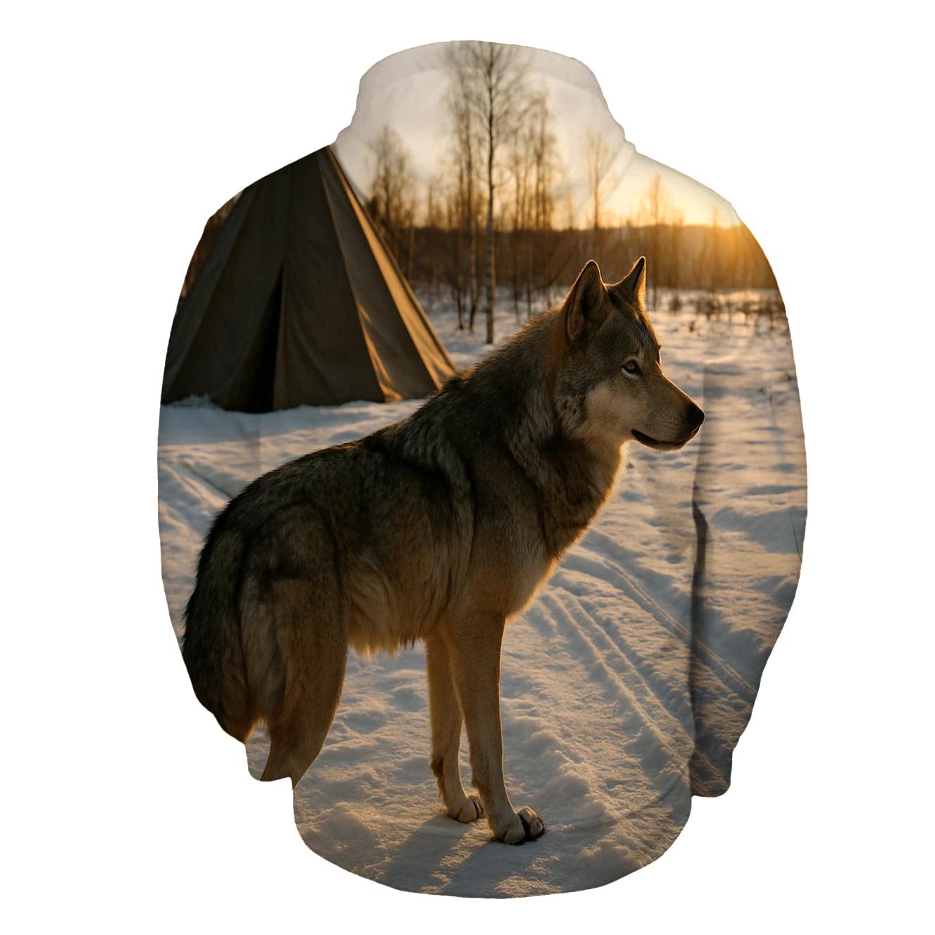 Wolf Beside Traditional Reindeer Herding Camp custom hoodies