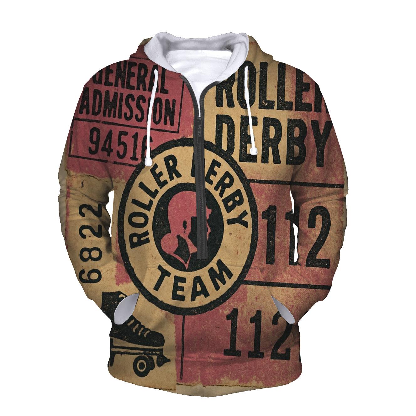 Old School Roller Derby Ticket Collage hoodie styles