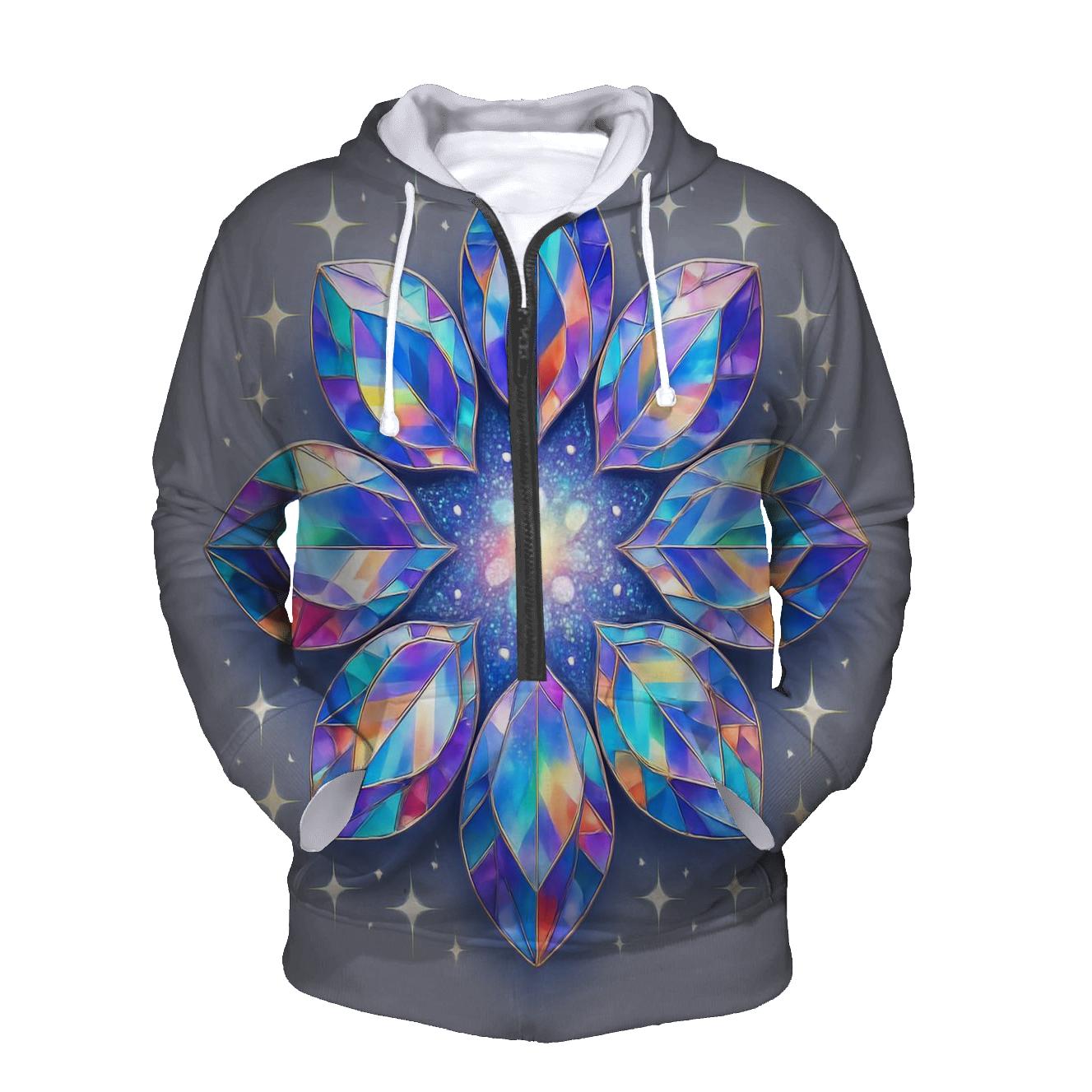 Holographic Facet Bloom printed hoodies