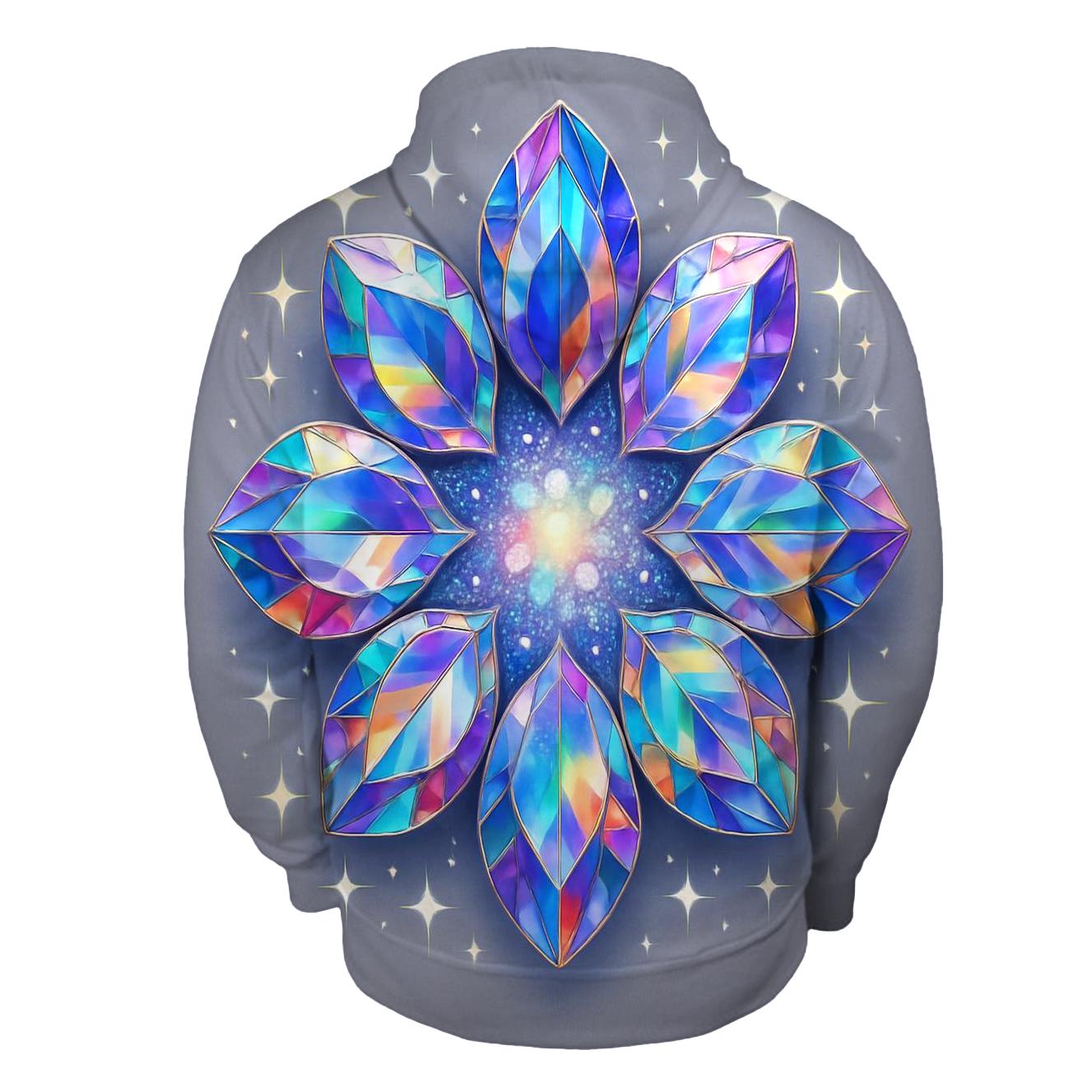Holographic Facet Bloom printed hoodies
