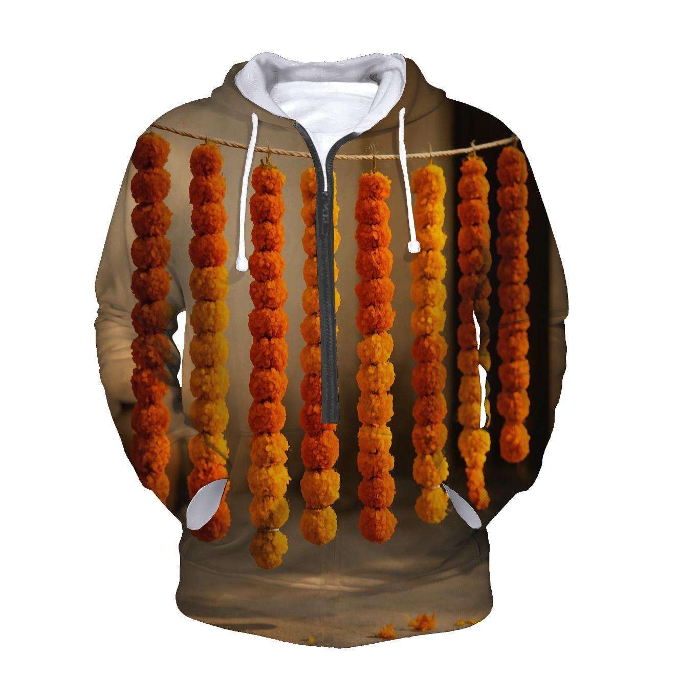 Marigold Garlands Drying In A Courtyard Shade hoodies fashion
