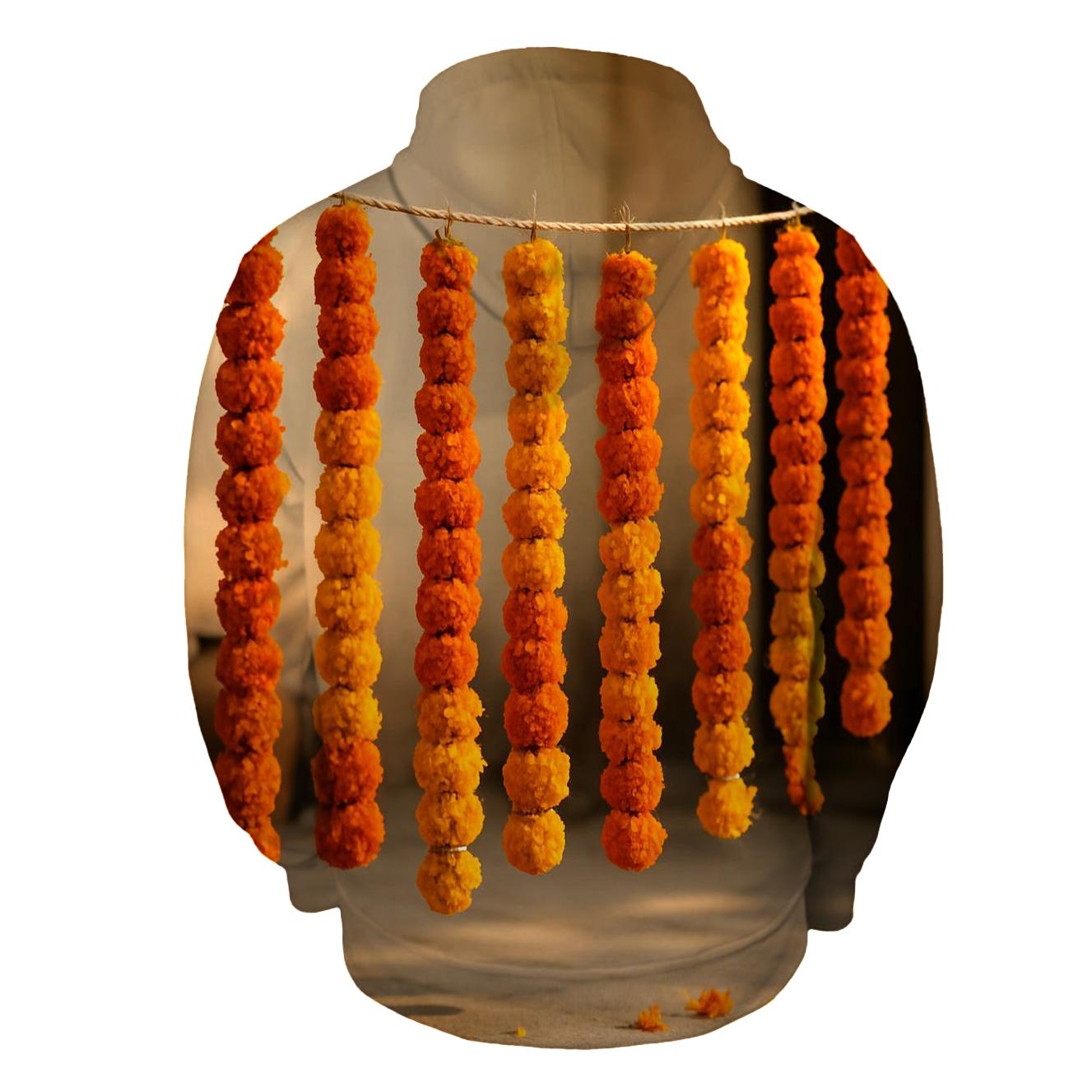 Marigold Garlands Drying In A Courtyard Shade hoodies fashion