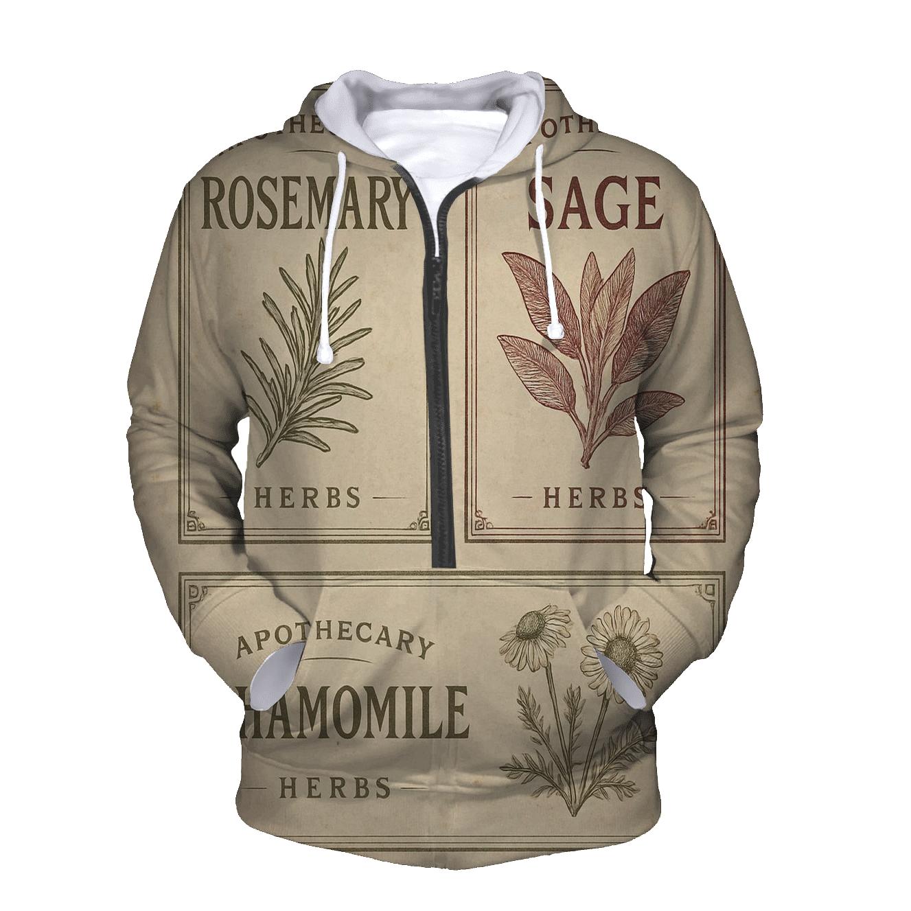 Vintage Botanical Herb Label Sheet hoodie trends