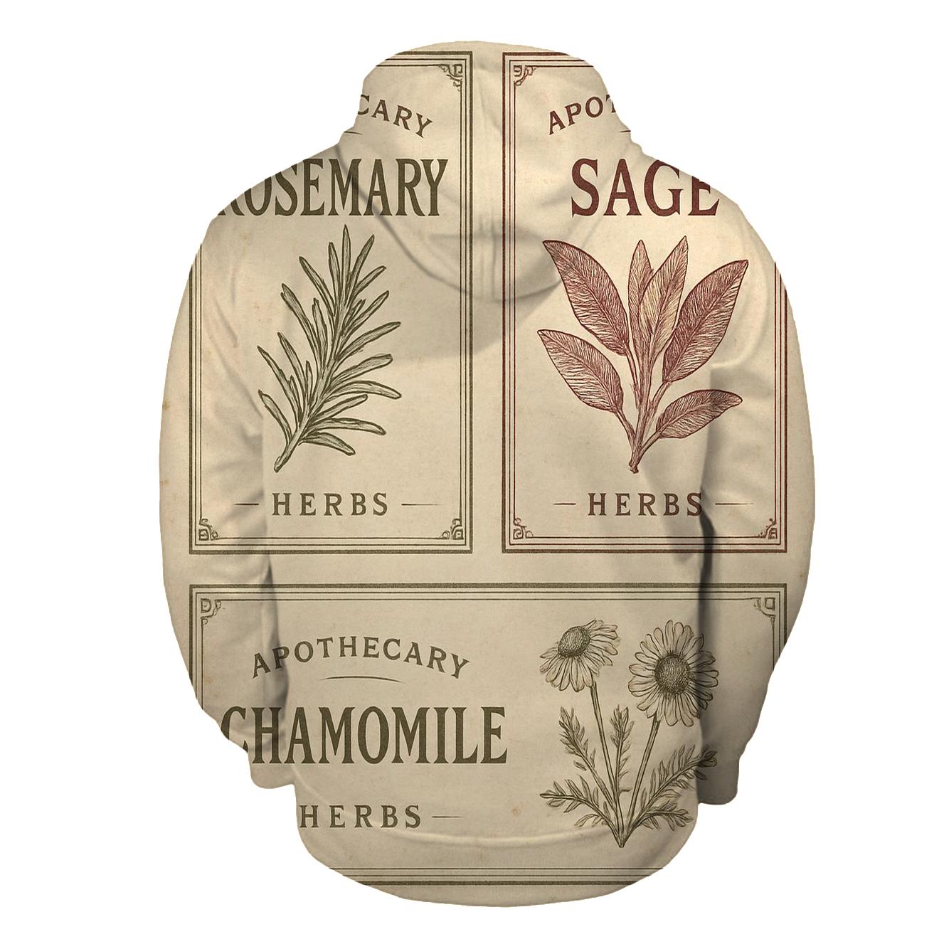 Vintage Botanical Herb Label Sheet hoodie trends