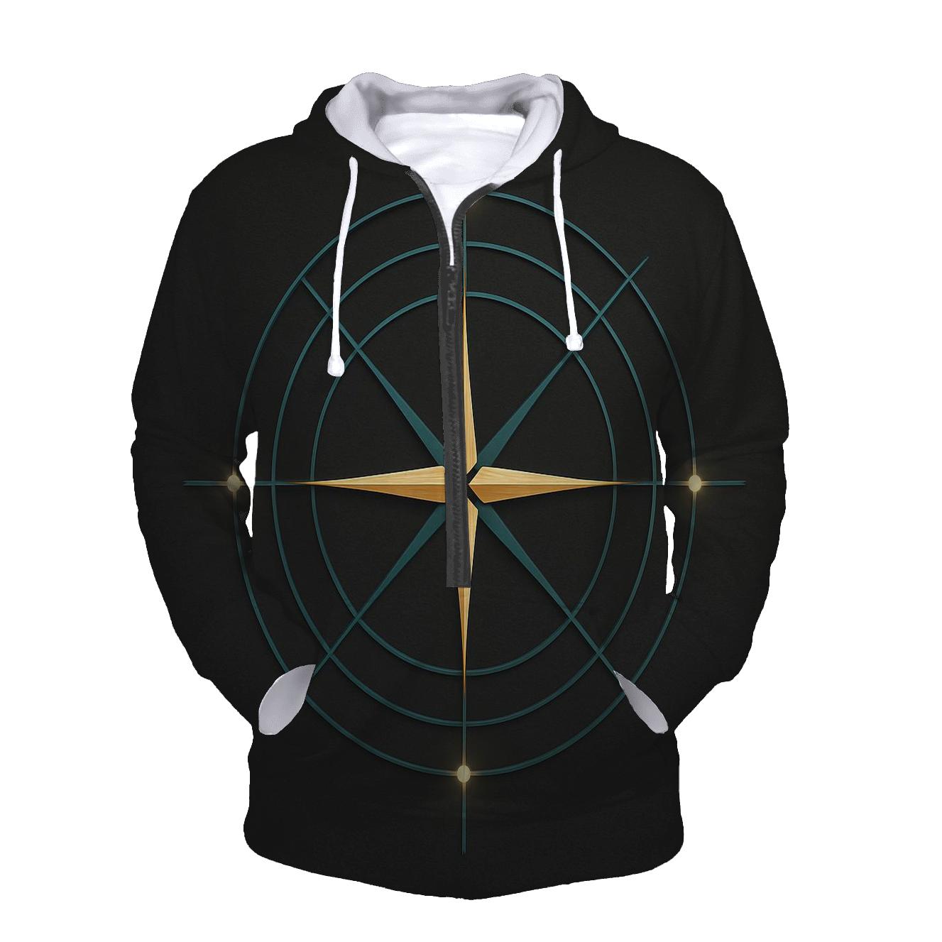 Compass Of Inner North zip-up hoodies