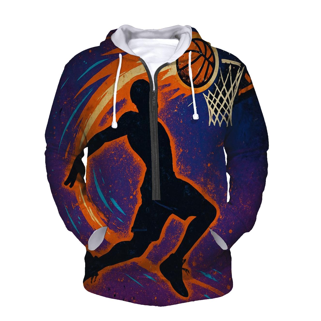 Meteor Trail Basketball Dunk graphic hoodies