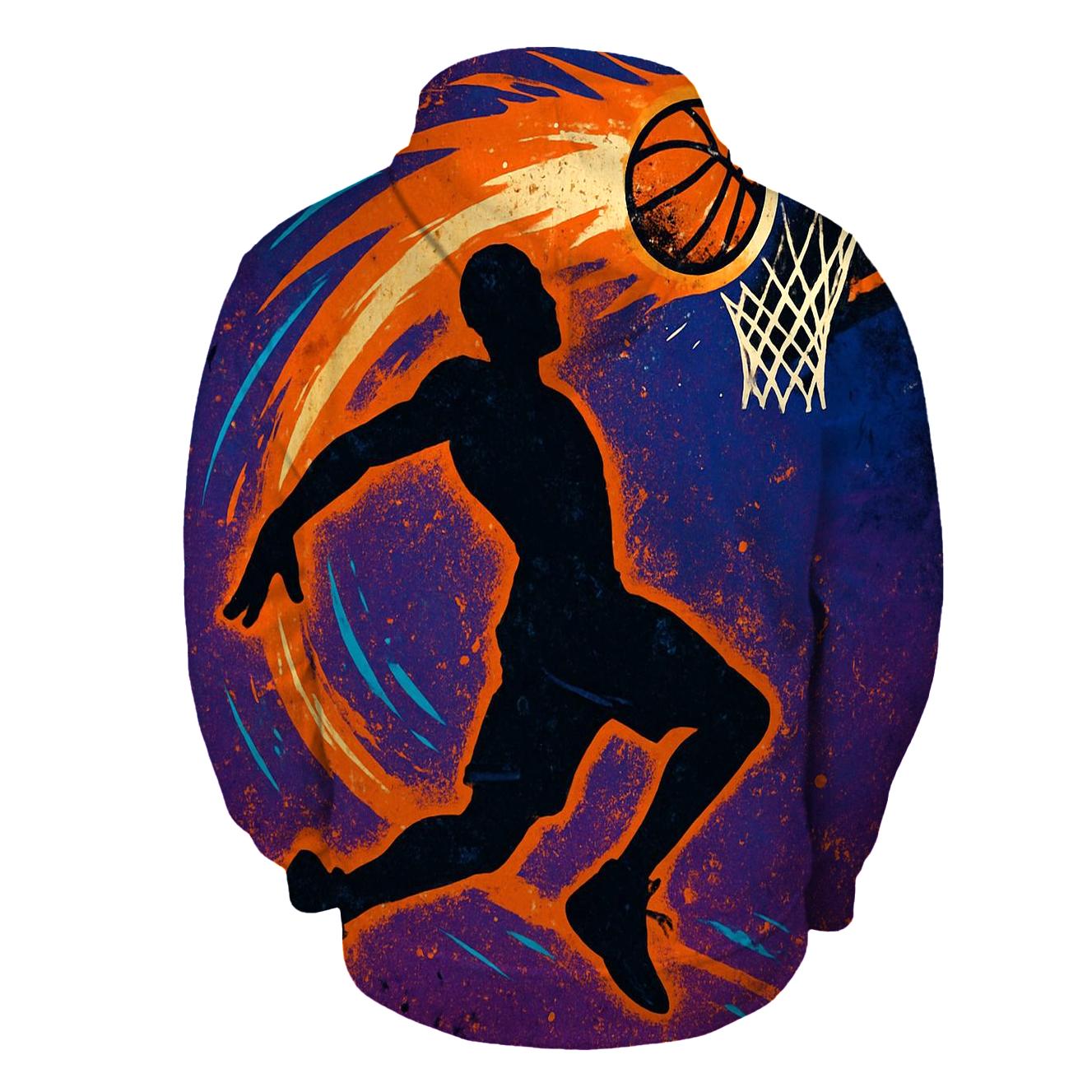 Meteor Trail Basketball Dunk graphic hoodies