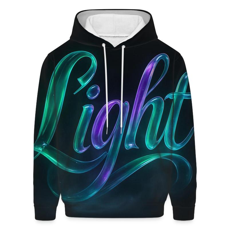Aurora Glass Typography Wave printed hoodies