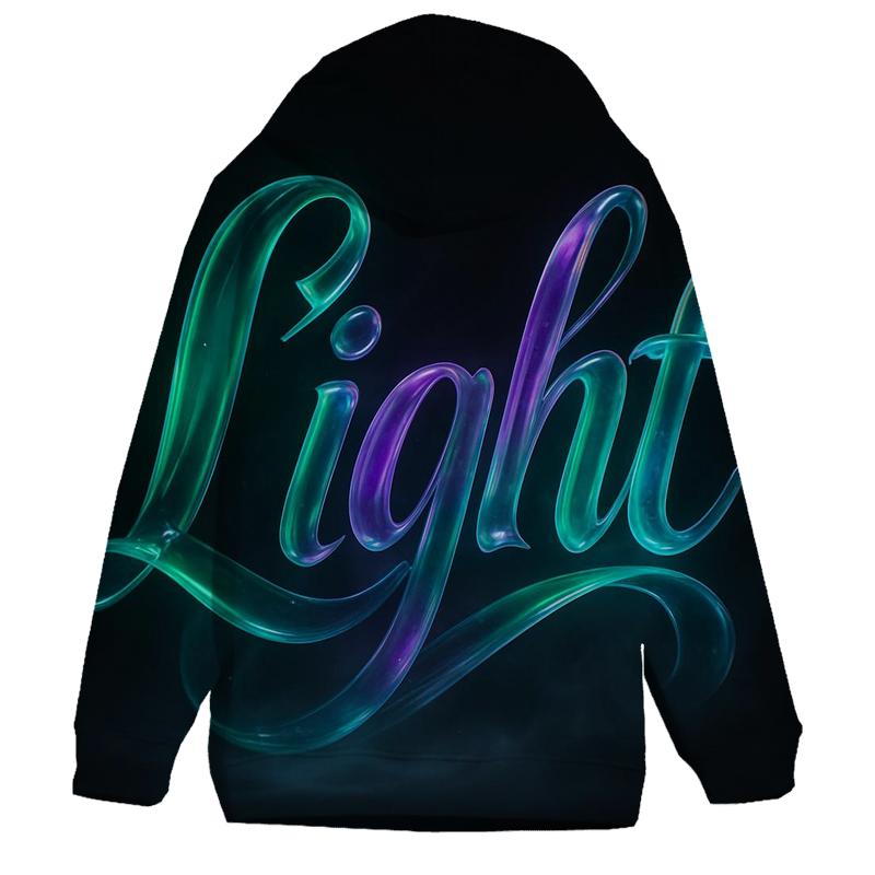Aurora Glass Typography Wave printed hoodies