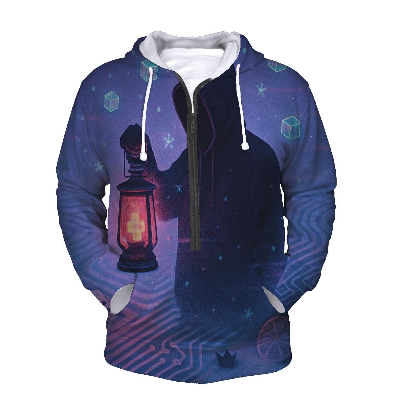 Glitch Lantern In The Snow Garden embroidered hoodies