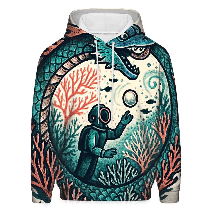 The Coral Reef Ouroboros Guardian embroidered hoodies