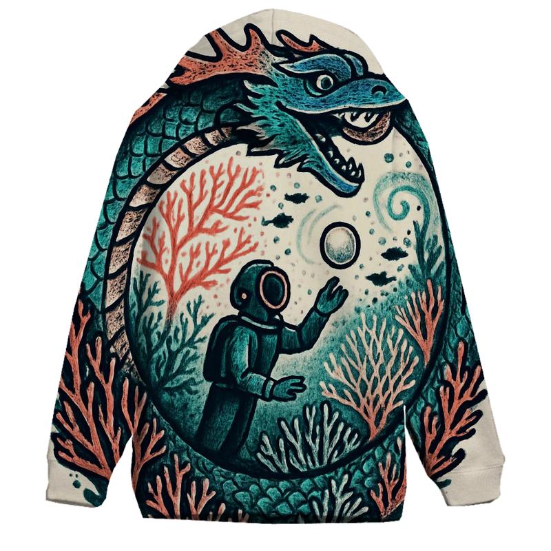 The Coral Reef Ouroboros Guardian embroidered hoodies