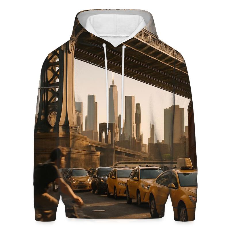Golden Hour Gridlock Beneath The Manhattan Bridge designer hoodies