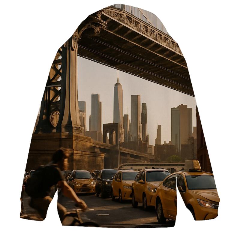 Golden Hour Gridlock Beneath The Manhattan Bridge designer hoodies