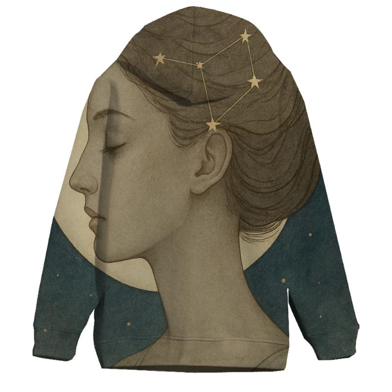 Virgo Harvest Moon Constellation Portrait premium hoodies