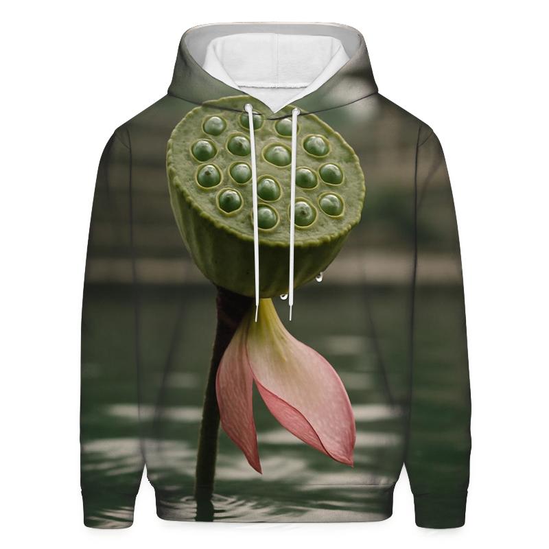 Lotus Seedpod And Fading Petals In A Temple Pond zip-up hoodies