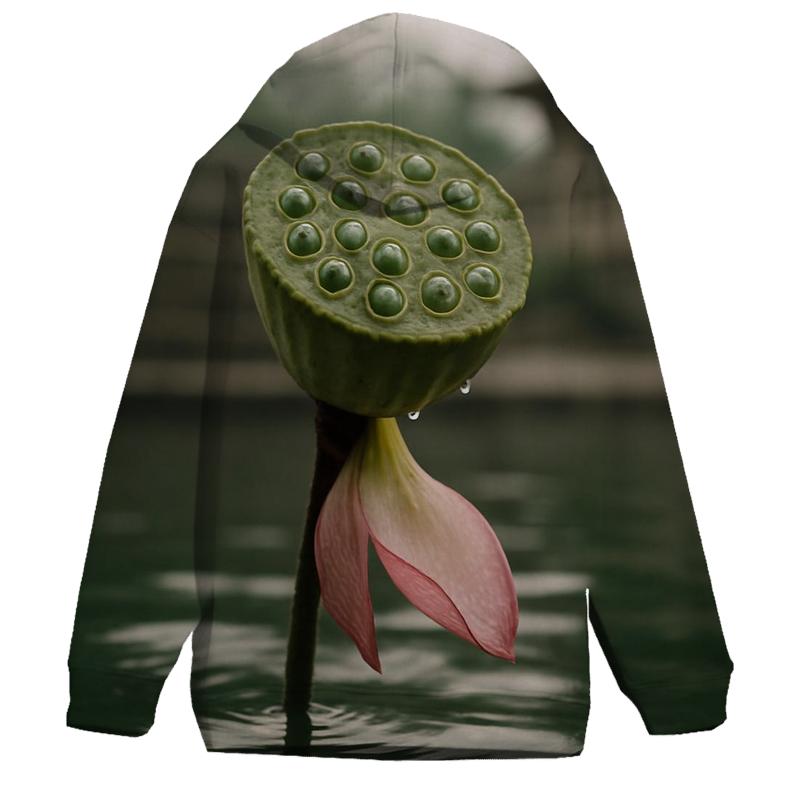 Lotus Seedpod And Fading Petals In A Temple Pond zip-up hoodies