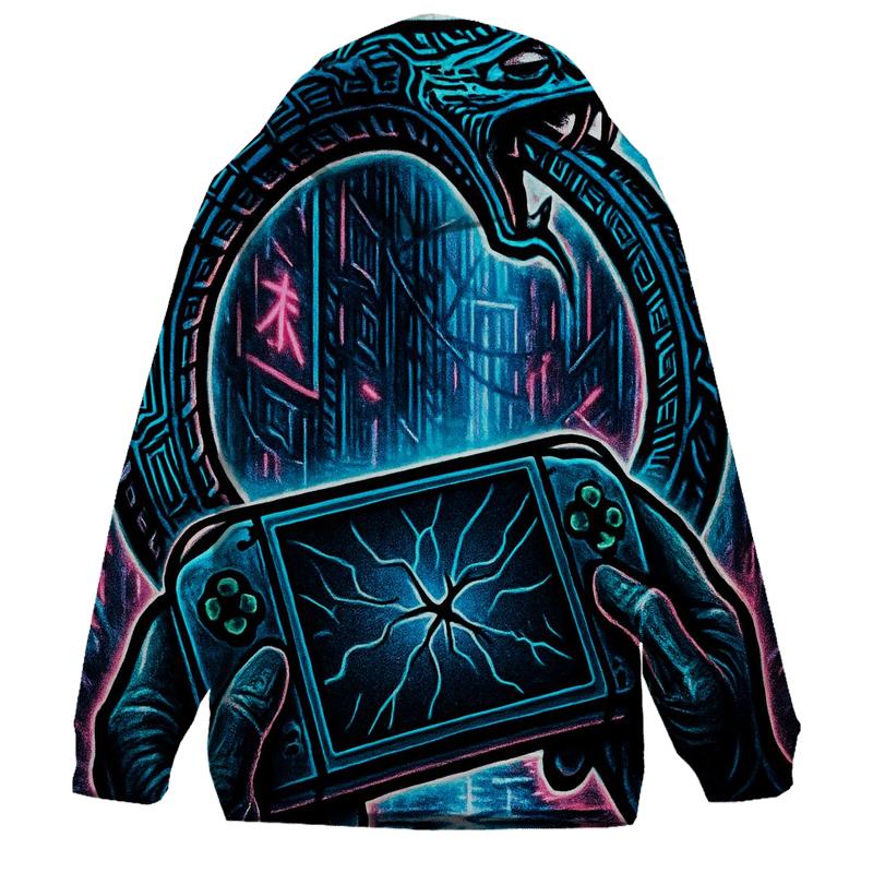 Neon Alley Ouroboros Circuit graphic hoodies