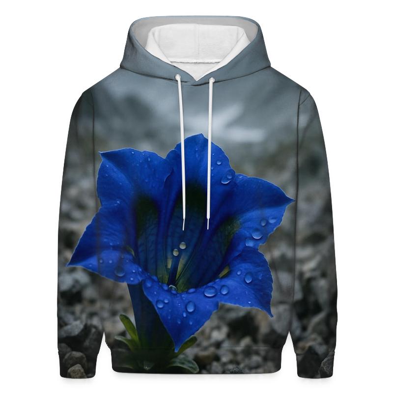 Wild Blue Gentian In Alpine Scree After A Storm hoodie styles