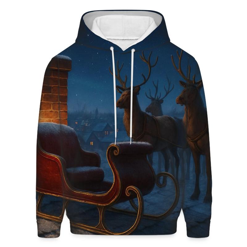 Midnight Sleigh On Quiet Rooftops zip-up hoodies