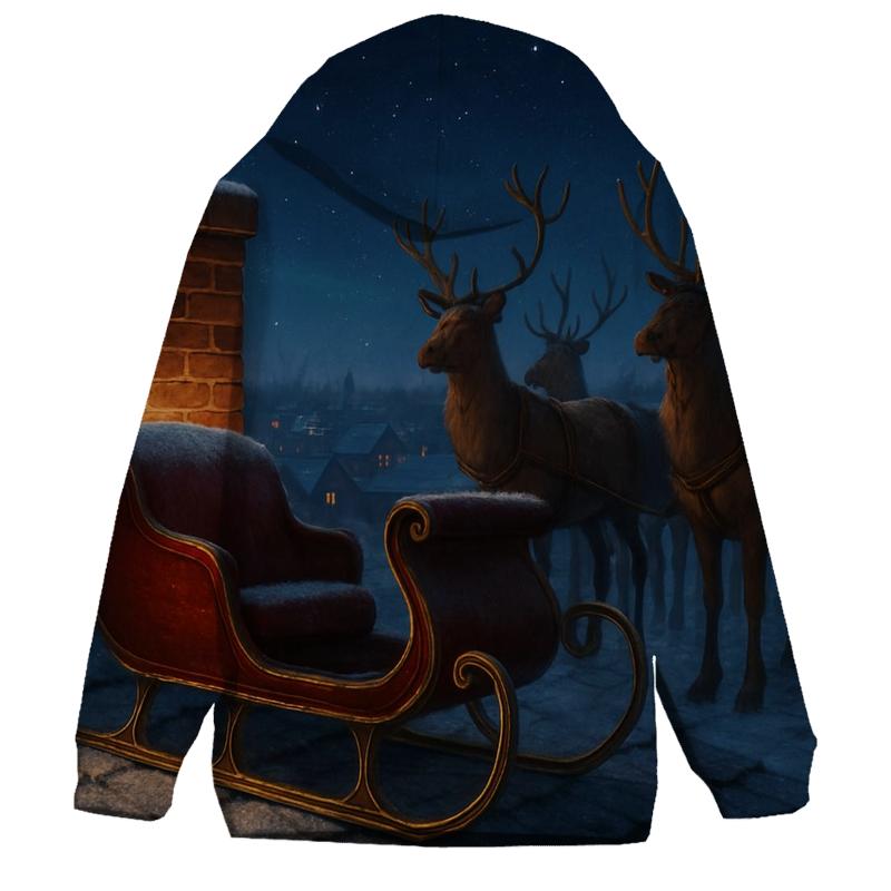 Midnight Sleigh On Quiet Rooftops zip-up hoodies