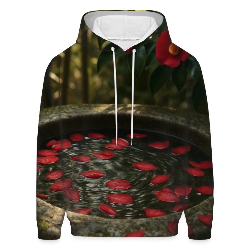 Camellia Petals Floating In A Traditional Tea Garden Basin designer hoodies