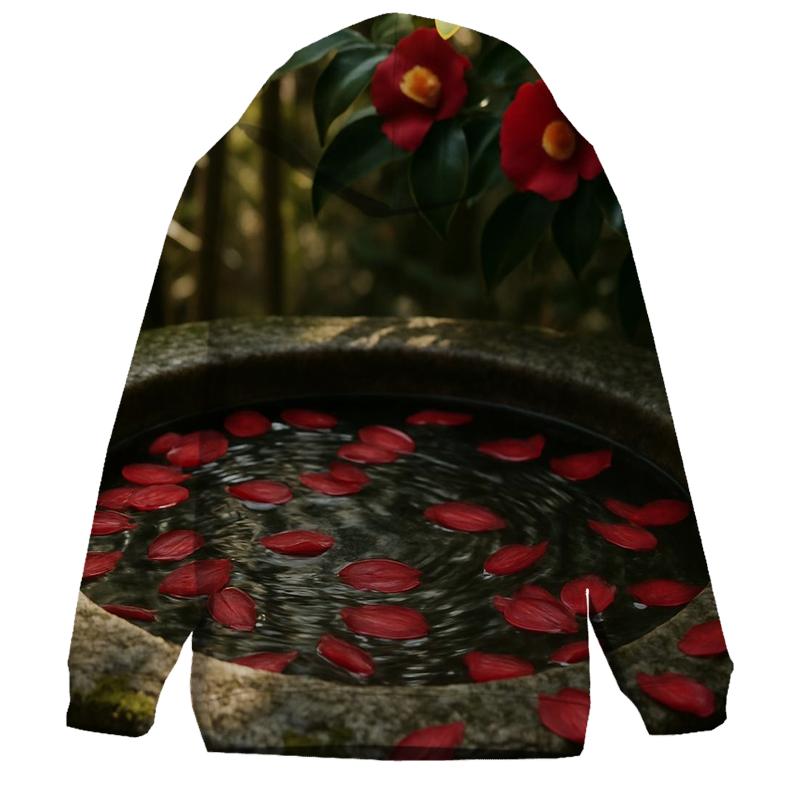 Camellia Petals Floating In A Traditional Tea Garden Basin designer hoodies