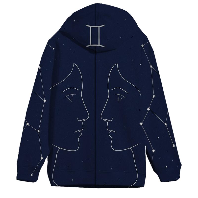 Gemini Twin Mirrors Star Map graphic hoodies