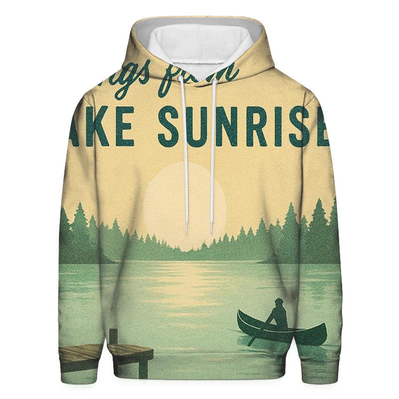 Faded Summer Camp Lake Postcard graphic hoodies