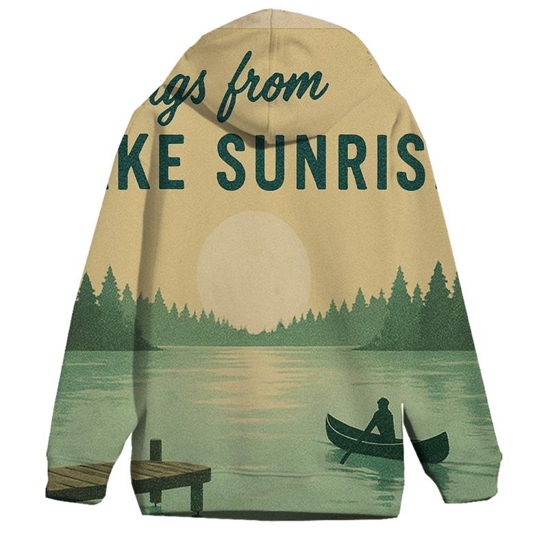 Faded Summer Camp Lake Postcard graphic hoodies