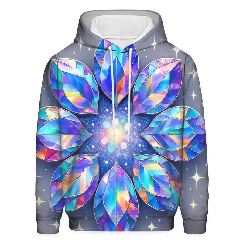 Holographic Facet Bloom zip-up hoodies