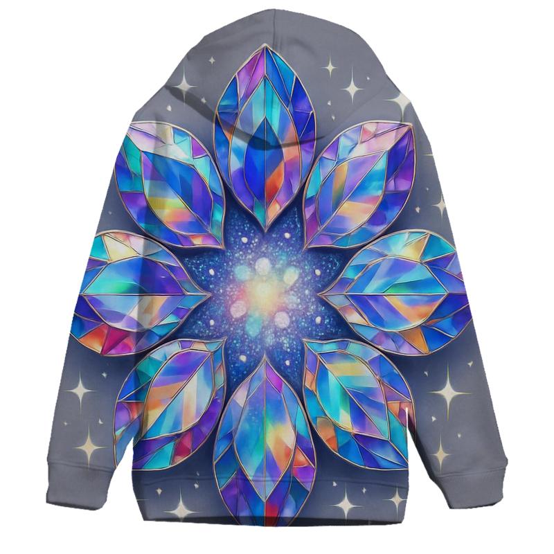 Holographic Facet Bloom zip-up hoodies