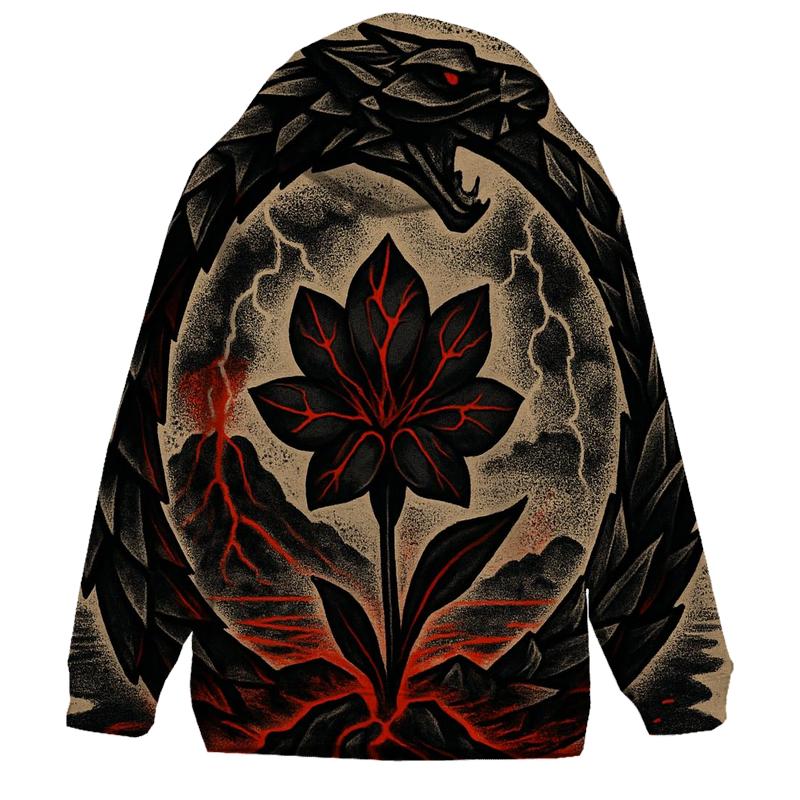 Ouroboros Of The Volcanic Glass Bloom embroidered hoodies