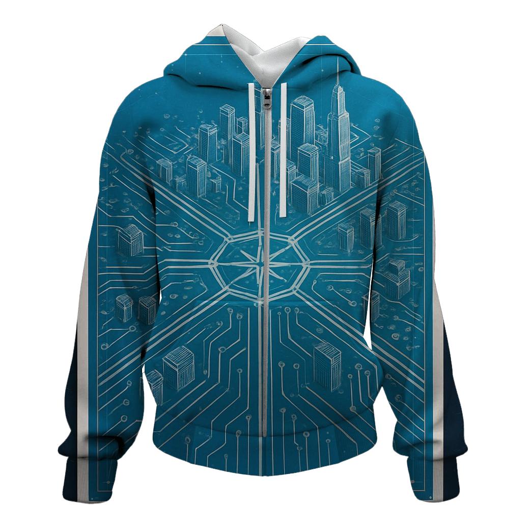 Celestial Blueprint City Grid hoodies fashion