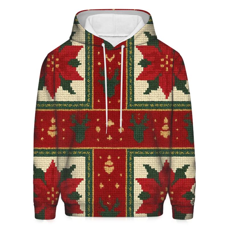 Poinsettia Supernova Burst Panel Design embroidered hoodies